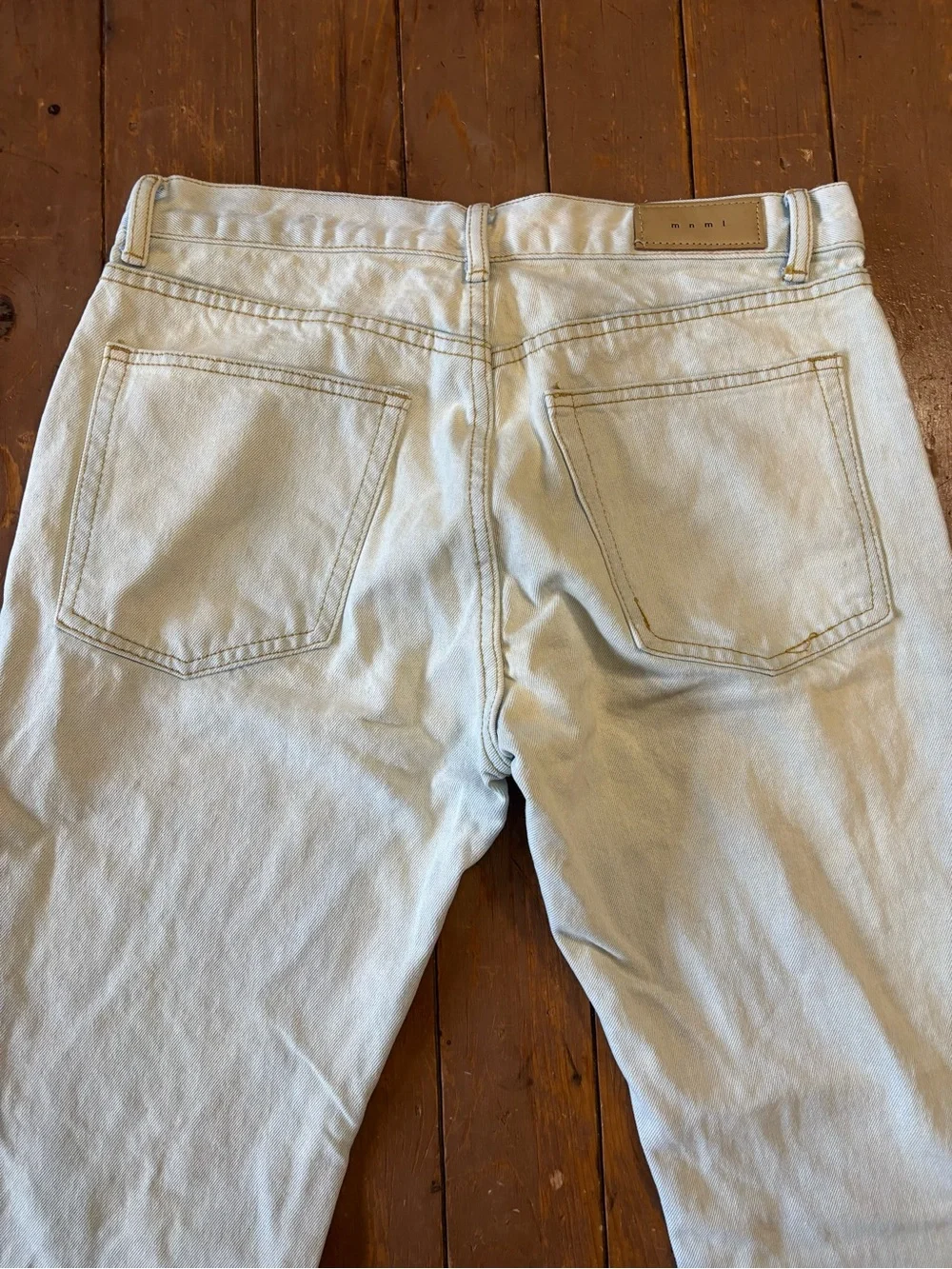 MNML Jeans Retro Ocean Waves Mountain Art Washed Denim Pants
